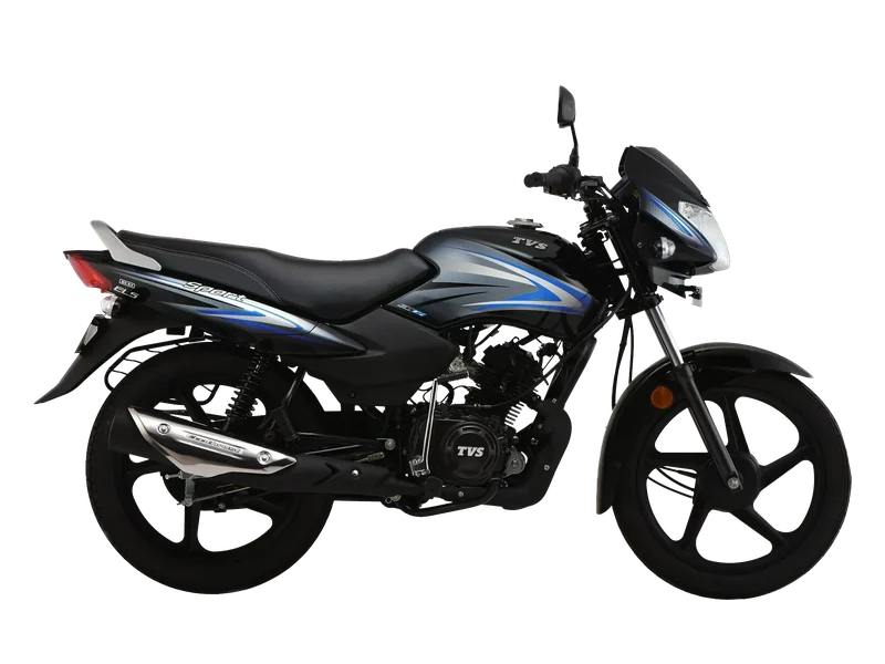 TVS Sport 100 negra con calcomanías azules